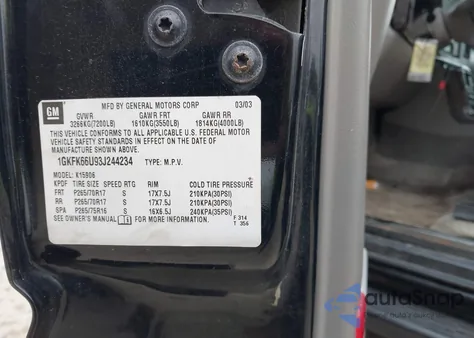 2003 GMC Yukon Xl 1500 Denali from USA, damaged, VIN 1GKFK66U93J244234